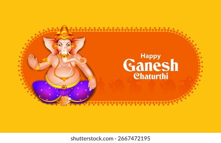 einfach zu bearbeitende Vektorgrafik von Lord Ganpati auf Ganesh Chaturthi Hintergrund