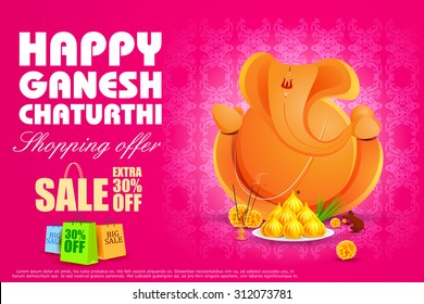 easy to edit vector illustration of Lord Ganesha for Ganesh Chaturthi Sale offer