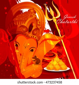 easy to edit vector illustration of Lord Ganpati on Ganesh Chaturthi background