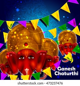 easy to edit vector illustration of Lord Ganpati on Ganesh Chaturthi background