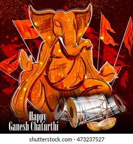 easy to edit vector illustration of Lord Ganpati on Ganesh Chaturthi background