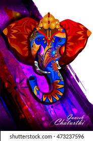 easy to edit vector illustration of Lord Ganpati on Ganesh Chaturthi background