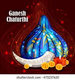 easy to edit vector illustration of Lord Ganpati on Ganesh Chaturthi background