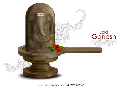 easy to edit vector illustration of Lord Ganesha on embossed in Shivling
