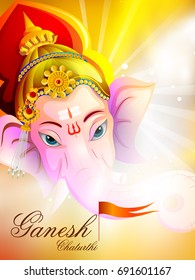 easy to edit vector illustration of Lord Ganpati on Ganesh Chaturthi background