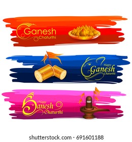 easy to edit vector illustration of Lord Ganpati on Ganesh Chaturthi background