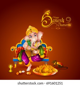 easy to edit vector illustration of Lord Ganpati on Ganesh Chaturthi background