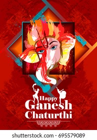 easy to edit vector illustration of Lord Ganpati on Ganesh Chaturthi background