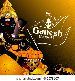 easy to edit vector illustration of Lord Ganpati on Ganesh Chaturthi background
