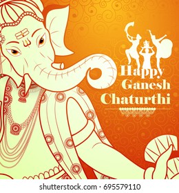 easy to edit vector illustration of Lord Ganpati on Ganesh Chaturthi background