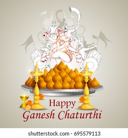 easy to edit vector illustration of Lord Ganpati on Ganesh Chaturthi background