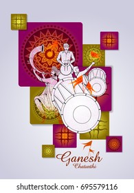 easy to edit vector illustration of Lord Ganpati on Ganesh Chaturthi background