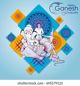 easy to edit vector illustration of Lord Ganpati on Ganesh Chaturthi background