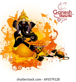 easy to edit vector illustration of Lord Ganpati on Ganesh Chaturthi background