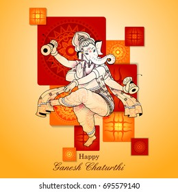 easy to edit vector illustration of Lord Ganpati on Ganesh Chaturthi background