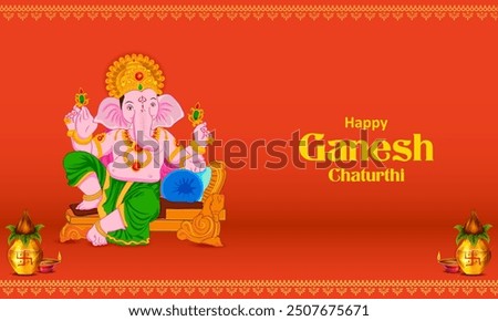 easy to edit vector illustration of Lord Ganpati on Ganesh Chaturthi background