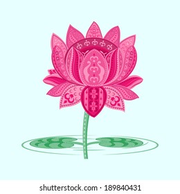 easy to edit vector illustration of lotus  in floral design