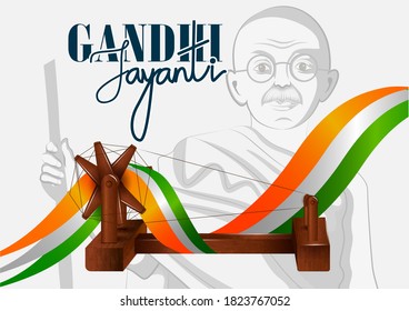 easy to edit vector illustration of Mahatma Gandhi popularly know as Bapu or Father of Nation, a freedom fighter and national hero of India for 2nd October Gandhi Jayanti background