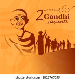 easy to edit vector illustration of Mahatma Gandhi popularly know as Bapu or Father of Nation, a freedom fighter and national hero of India for 2nd October Gandhi Jayanti background