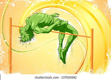 easy to edit vector illustration of man performing high jump