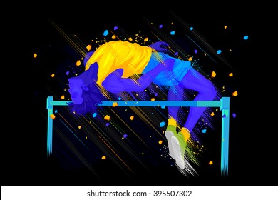 easy to edit vector illustration of man performing high jump