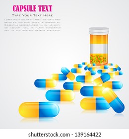 easy to edit vector illustration of medicine pills with bottle