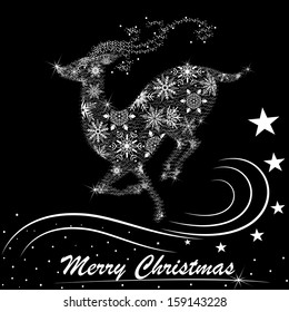 easy to edit vector illustration of Merry Christmas with snowflakes Reindeer