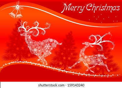 easy to edit vector illustration of Merry Christmas with snowflakes Reindeer