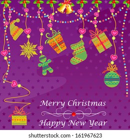easy to edit vector illustration of Merry Christmas card