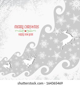 easy to edit vector illustration of Merry Christmas with snowflakes Reindeer