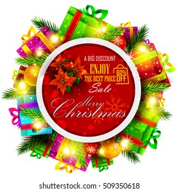 easy to edit vector illustration of Merry Christmas Sale and Promotion offer banner