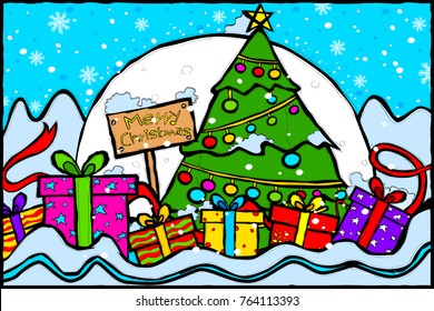 easy to edit vector illustration of Merry Christmas and Happy New Year Holiday greetings background