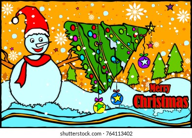 easy to edit vector illustration of Merry Christmas and Happy New Year Holiday greetings background