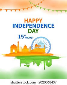 fácil de editar ilustración vectorial del monumento y monumento de la India en el fondo de la celebración del Día de la Independencia de la India