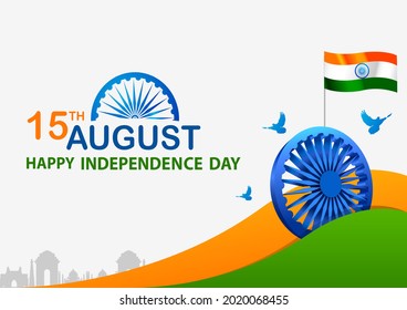 easy to edit vector illustration of Monument and Landmark of India on Indian Independence Day celebration background