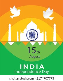 Easy to edit vector illustration of Monument and Landmark of India on Indian Independence Day celebration background 