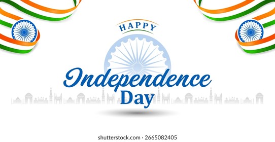 easy to edit vector illustration of Monument and Landmark of India on Indian Independence Day celebration background
