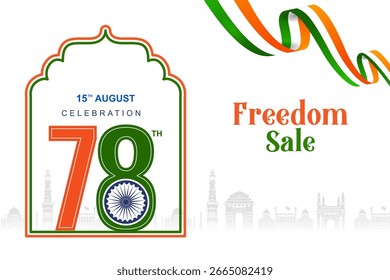 fácil de editar Ilustración vectorial del monumento y Lugar famoso de la India en el fondo de la celebración del 78° Día de la Independencia India