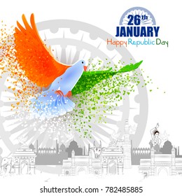 Easy To Edit Vector Illustration Of Monument And Landmark Of India On Indian Republic Day Celebration Background