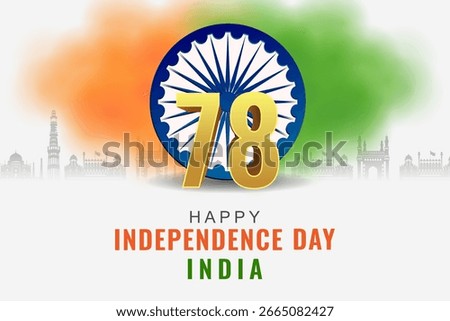 easy to edit vector illustration of Monument and Landmark of India on 78th Indian Independence Day celebration background