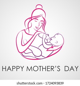 easy to edit vector illustration of mother and kid Happy Mother's Day greetings Background