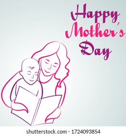 easy to edit vector illustration of mother and kid Happy Mother's Day greetings Background
