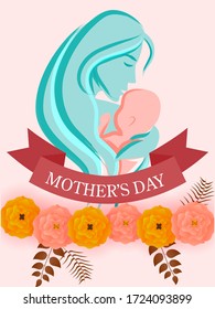 easy to edit vector illustration of mother and kid Happy Mother's Day greetings Background