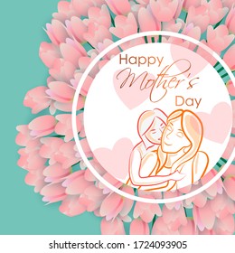 easy to edit vector illustration of mother and kid Happy Mother's Day greetings Background