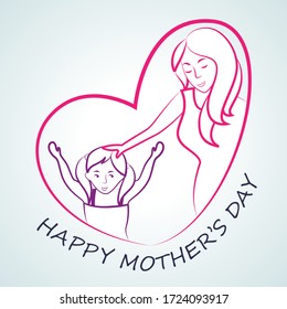 easy to edit vector illustration of mother and kid Happy Mother's Day greetings Background