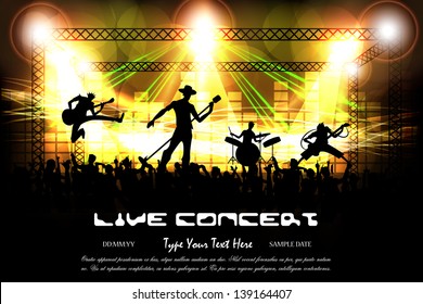 easy to edit vector illustration of music band performing in public