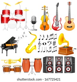easy to edit vector illustration of Music Instrument collection