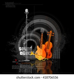 easy to edit vector illustration of Music Background with Guitar and saxophone