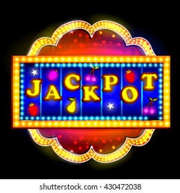 easy to edit vector illustration of Neon Light signboard for Jackpot