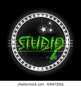 easy to edit vector illustration of Neon Light signboard for Studio